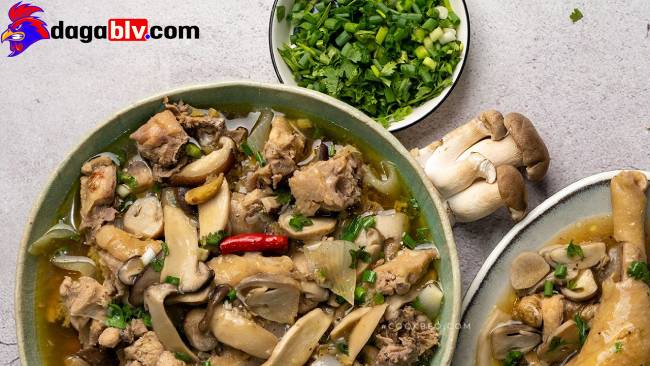 Cách nấu gà om nấm, hầm nấm hạt sen
