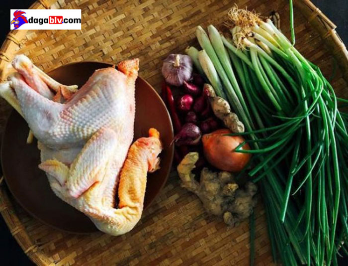 nguyên liệu làm gà hấp hành
